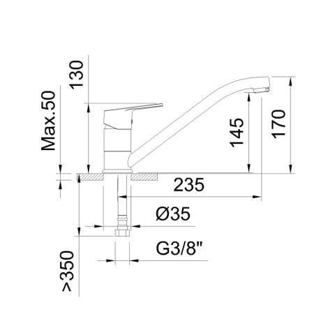 Mitigeur pour évier horizontal Go! - 145 mm - Chromé - STANDARD HIDRAULICA - 61545