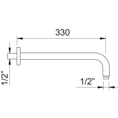 Bras pour tête de douche murale Luzia - 330 mm - STANDARD HIDRAULICA - 61114