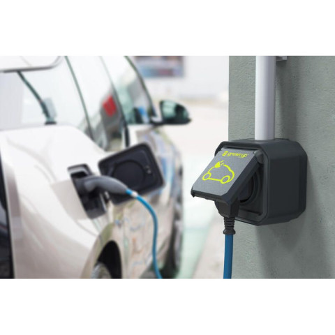 Prise pour recharge véhicule électrique plexo complet saillie anthracite (069785l)