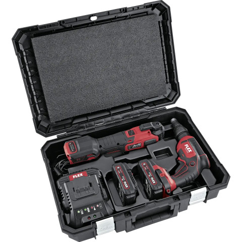 Set visseuse pour cloisons sèches + outil multifonction - FLEX - avec 2 batteries 18V 2.5Ah - chargeur - mallette -532427