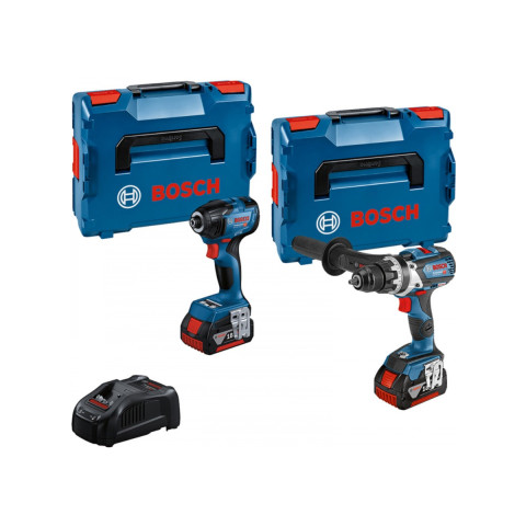 Combi-Kit 2 Outils 18V - Perceuse visseuse sans fil GSR 18V-110C + Boulonneuse sans fil GDR 18V-210C + 2 Batteries GBA 18V 5.0Ah + Chargeur rapide GAL 1880 CV - BOSCH - 0615990N2W