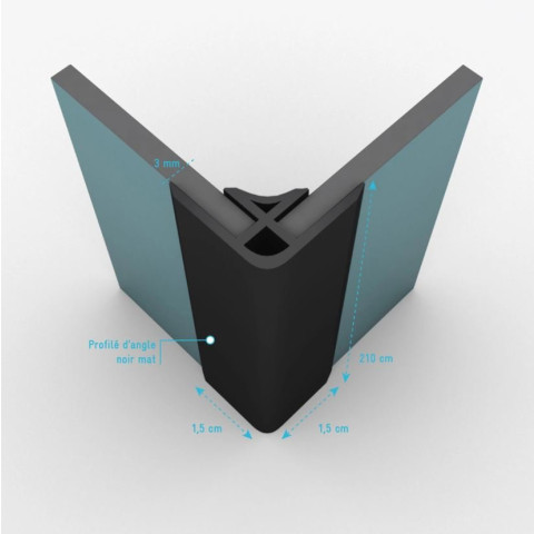 Profilé d’angle noir mat pour panneau mural 15x15x2100 mm - CORNER MURAL NOIR MAT Aurlane - FAC311
