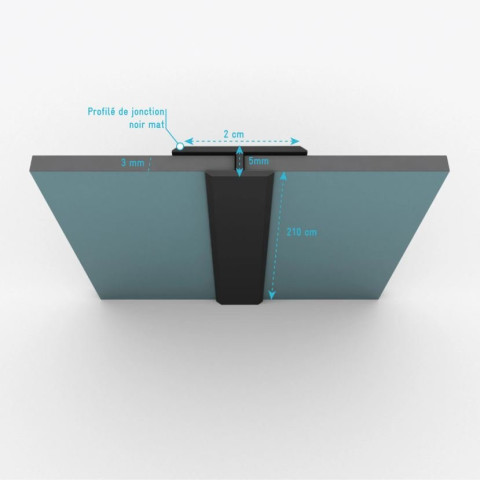 Profilé de jonction noir mat pour panneau mural - 20x5x2100 mm Aurlane - FAC314