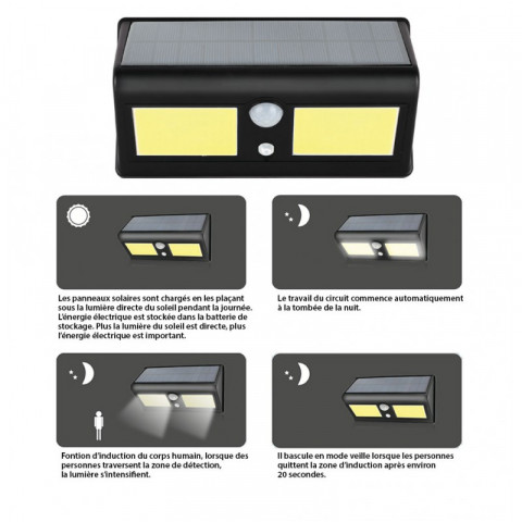 Projecteur solaire 350 lm - led cob ip44