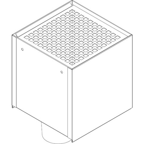 Boîte à eaux carrée 200x200 mm Ø80 mm + déversoir + grille stop-feuille - Coloris au choix