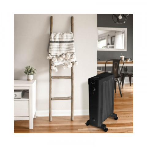Radiateur bain d'huile 2000w 2 en 1 santorini black 3 puissances de chauffe thermostat + humidificateur intégré