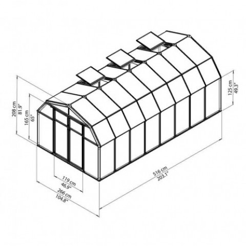 Serre de jardin en polycarbonate rion hobby gardener 13,72 m² longueur : 5m14, largeur : 2m67
