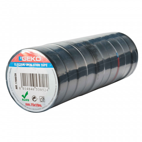 Ruban adhésif noir 10 rouleaux 15mm x 10m