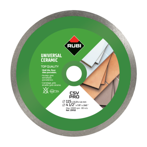 Disque diamant générale céramique jante continue CSV 125 Pro - RUBI - 31915