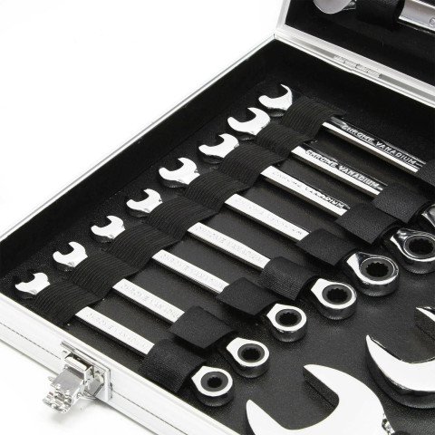 Set cles à cliquet 22 pièces 6-32 mm clé de serrage clè à fourche outils 