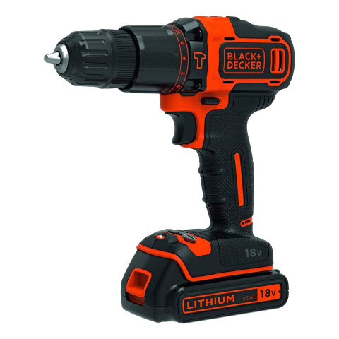 Perceuse à percussion sans fil - BLACK & DECKER - avec 1 batterie - chargeur - accessoire - sac souple - BDCHD18S32-QW