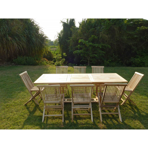 Ensemble salon de jardin en teck amara 8 chaises