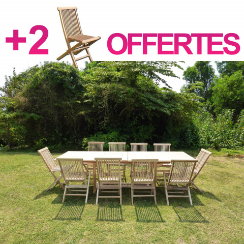 Salon de jardin en teck batan 10 chaises - bundle chaises