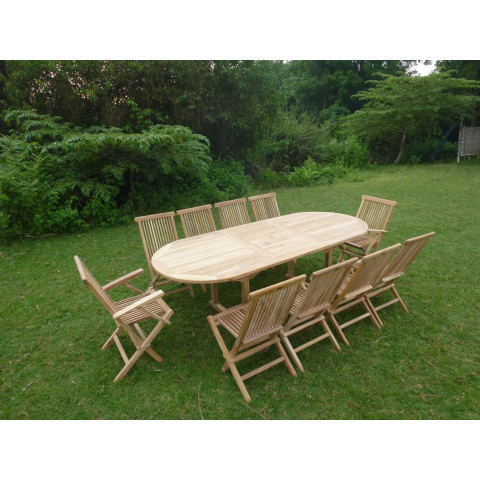 Ensemble de jardin en teck premium milana 8 chaises 2 fauteuils jenae