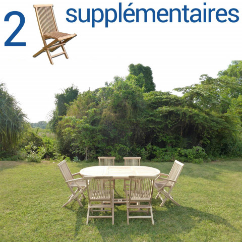 Ensemble salon de jardin en teck solo 4+2 chaises 2 fauteuils - bundle chaises