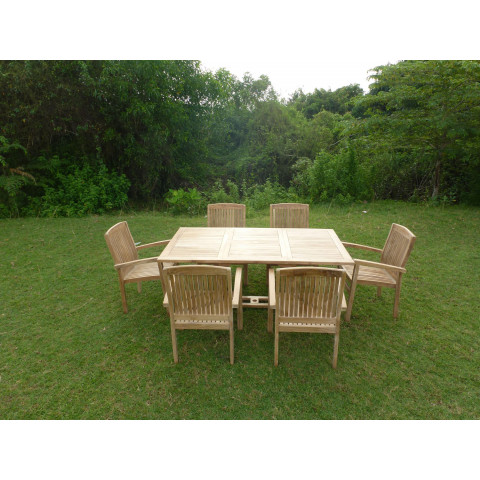 Ensemble salon de jardin en teck sunang 6 fauteuils audia