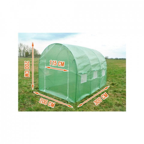 Serre de jardin bâché 3x2x2m tunnel en acier galvanisé       vert