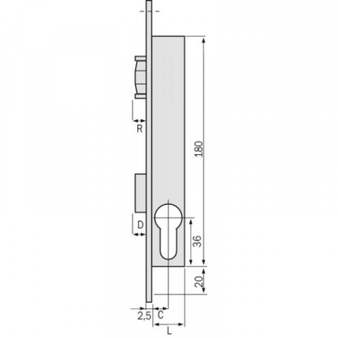 Serrure à larder 1 point pêne dormant et rouleau à cylindre européen axe 21 mm - pour gâche électrique métalux 8
