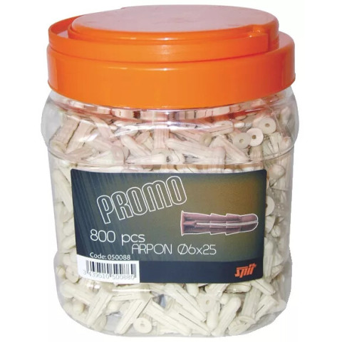 Cheville Arpon multi-matériaux - Ø 6 x 25 - Seau de 800 - SPIT - 060127