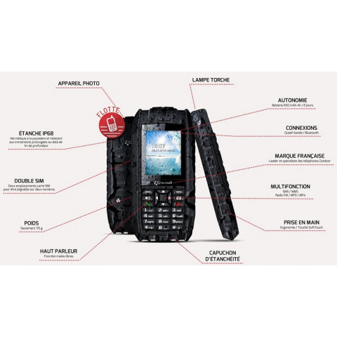Mobile flottant IP68 SHARK-V2 Pack Pro Noir Crosscall