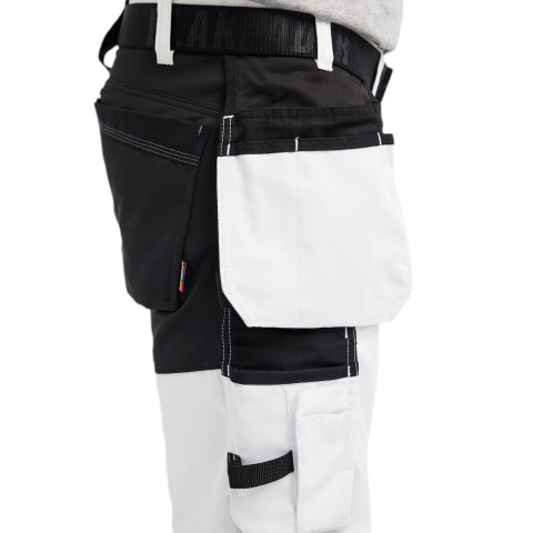 Short peintre stretch 2D avec poches flottantes Blanc/Noir 17721832 - Taille au choix