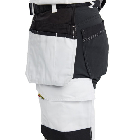 Short peintre stretch 2D avec poches flottantes femme Blanc/Noir 72331832 - Taille au choix