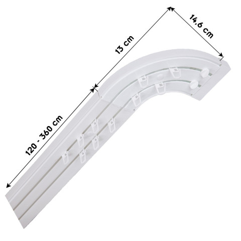 Simi rail de plafond tringle en pvc pour rideaux à crochets    blanc   double rail courbé 360 cm