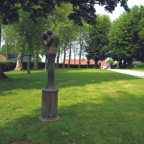 Socle statue pierre reconstituée (60 cm) - rouille  60 cm - rouille