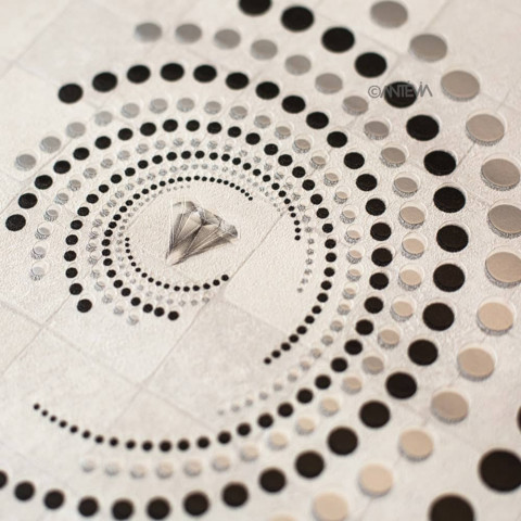 Papier peint intissé vinyle - Effet 3D - Modèle spirale diamant blanc