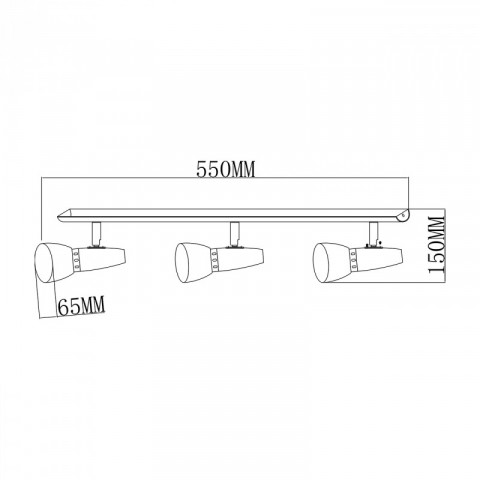 Spot chromé techno 3 ampoules 14 cm