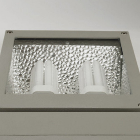 Spot fluoresecent pompeya, aluminium et verre, gris