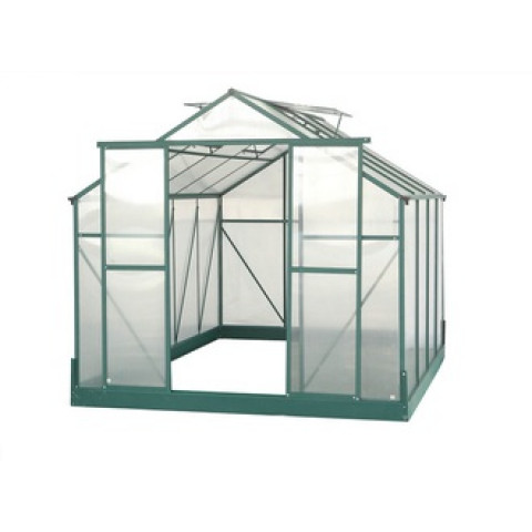Serre jardin structure aluminium couleur verte panneaux polycarbonate 4 mm 7,44 m2, habsr3024j