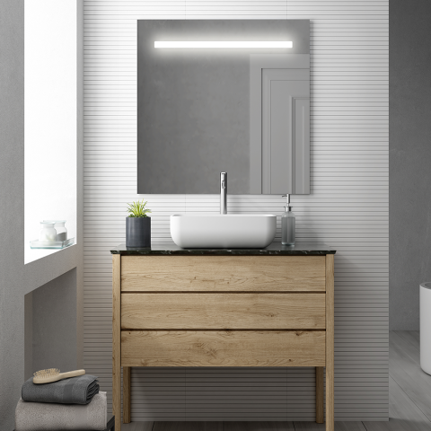 Miroir éclairage led de salle de bain stam avec interrupteur tactile - 70x80cm