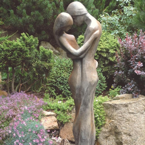 Statue de jardin en pierre tristan et iseult demi rouille - rouille  123 cm - rouille