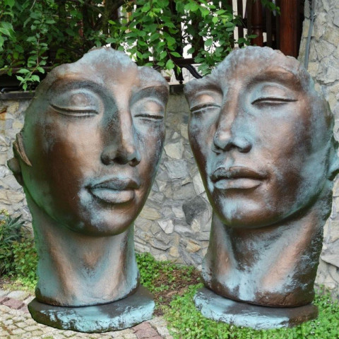 Statue visage femme extérieur grand format - 115 cm - Couleur au choix