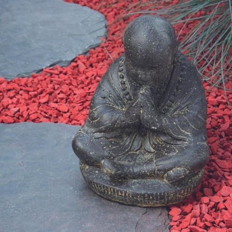 Statuette jardin moine assis 20 cm - gris  20 cm - gris