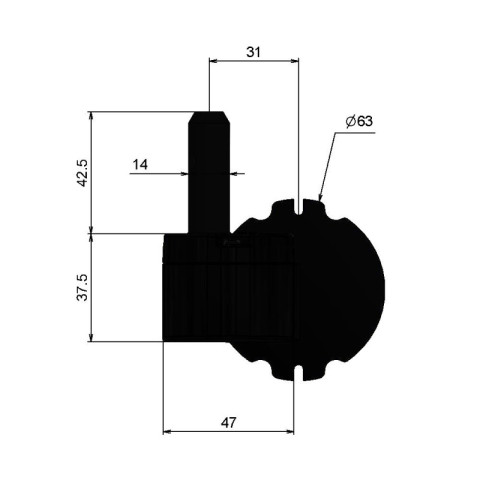 Support gond droit diamètre 14 mm pour motoréducteur 24 v