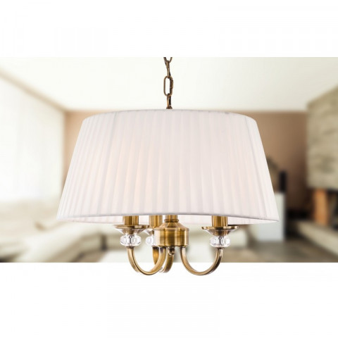 Suspension 3 ampoules langham, laiton antique, avec abat-jour