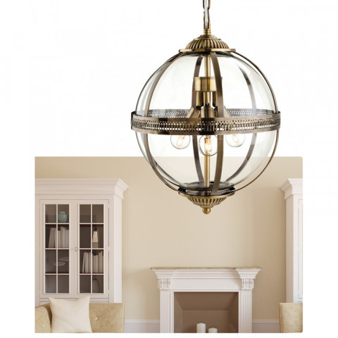 Suspension 3 ampoules mayfair, laiton antique