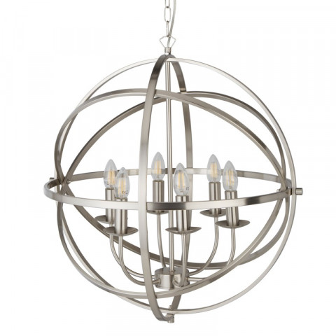Suspension 6 ampoules orbit, en argent satiné