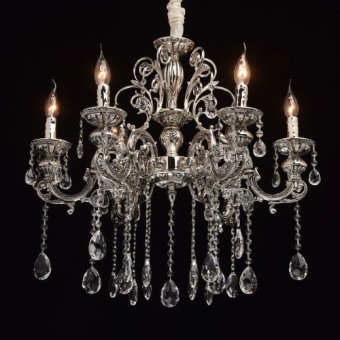 Suspension argentée classic 6 ampoules 100 cm