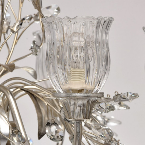 Suspension argentée flora 6 ampoules 140 cm