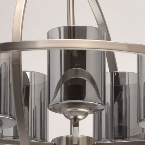 Suspension argentée loft 5 ampoules 100 cm