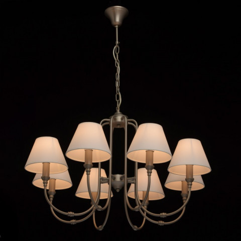 Suspension argentée neoclassic 8 ampoules 96 cm