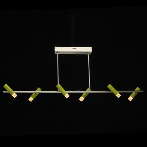 Suspension argentée techno 6 ampoules 44 cm