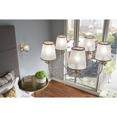 Suspension aveline, acier brossé, 5 ampoules, avec abat-jour