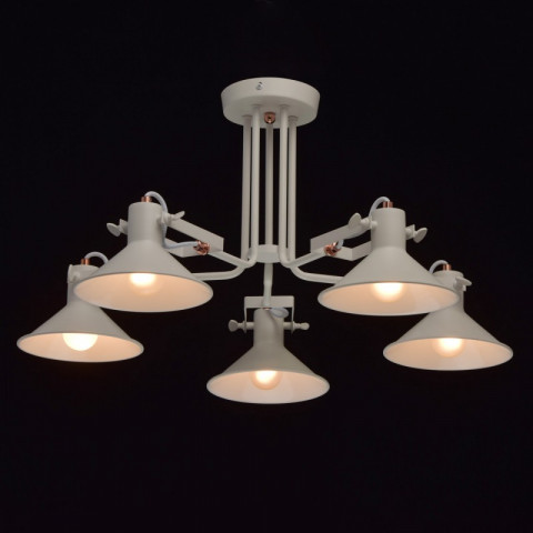 Suspension blanche loft 5 ampoules 35 cm