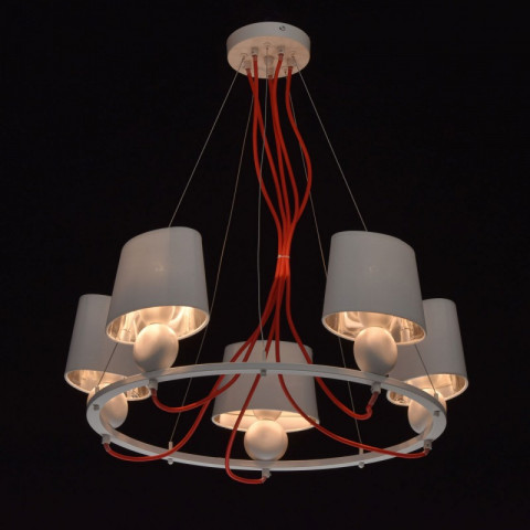 Suspension blanche megapolis 5 ampoules 64 cm
