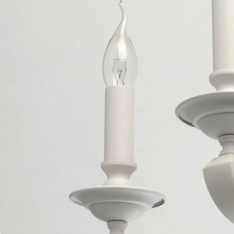 Suspension blanche neoclassic 6 ampoules 95 cm