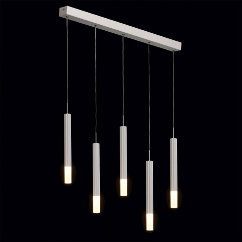 Suspension blanche techno 5 ampoules 150 cm